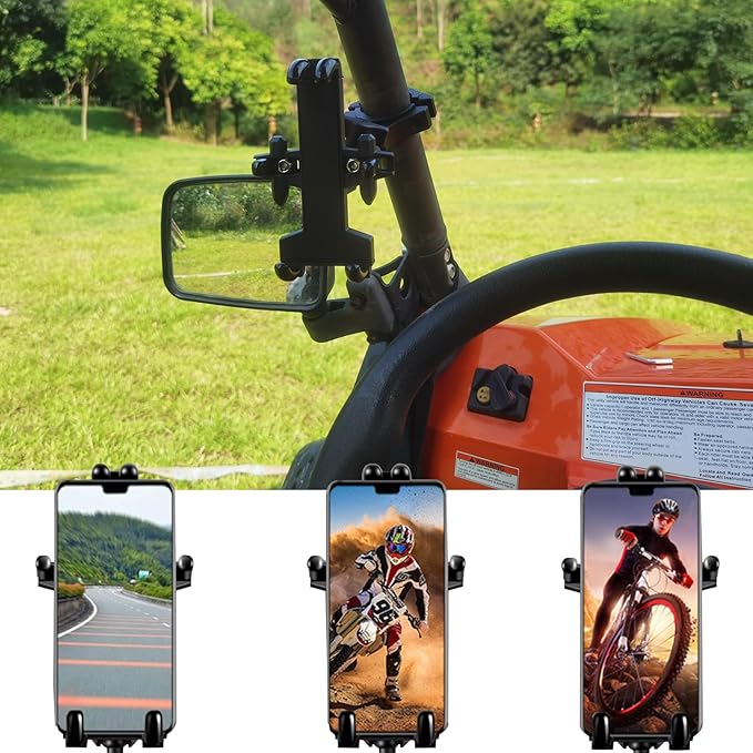 Hamdril UTV Phone Mount, 720° Rotation at Any Angle, Suitable for 1.5-2-inch Roll Bars. The All-Metal UTV Phone Holder Provides Heavy-Duty Protection and is Compatible with 4.7-7.2-inch Smartphones.