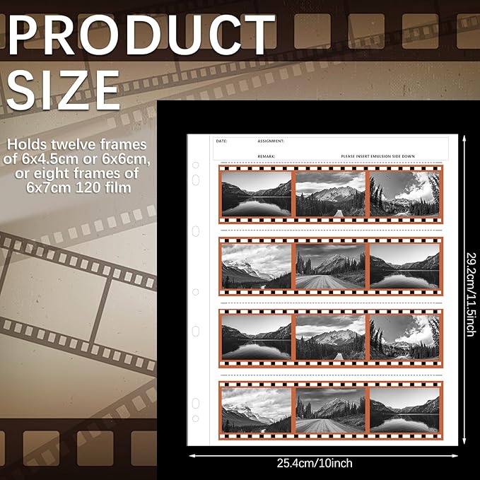 Skybooly 100 Pcs 120-4b Film Negative Sleeves Film Negative Page Preserver Storage Archival Sheet for Organizing Films
