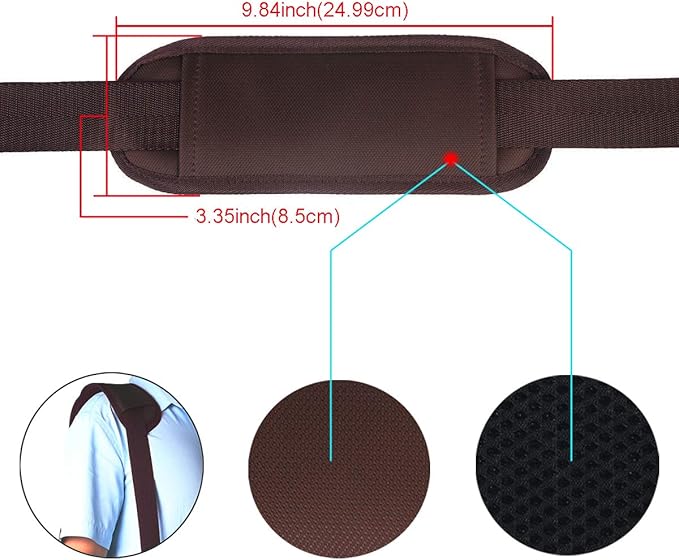 BOMKEE 59 Inch Universal Shoulder Strap Adjustable Bag Strap Replacement with Metal Swivel Hooks and Non-Slip Pad for Laptop Case Briefcase Messenger Bag Diaper Bag Camera Bag Travel Bag(Brown)