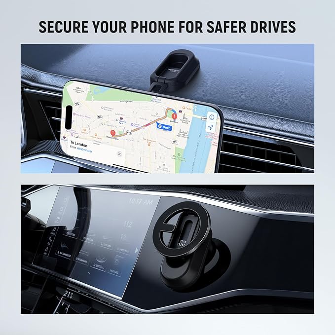 NEEWER Magnetic Phone Holder for Car, Dual Sided Magnet Cell Phone Mount Compatible with MagSafe iPhone, Car Stand Accessories for Dash Windshield Navigation Glass Gym Video Recording, PA118