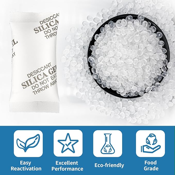 MakMeFre 500Gram(2Packets) Food Grade Moisture Absorbers Silica Gel Packs Desiccant for Moisture Storage Control