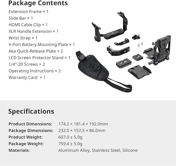 SmallRig Handheld Power Cage Kit for Canon C50 with XLR Handle Extension, V-Mount Battery Plate, Quick Release Plate for Arca, Cable Clamp for HDMI, Hand Strap - 5658