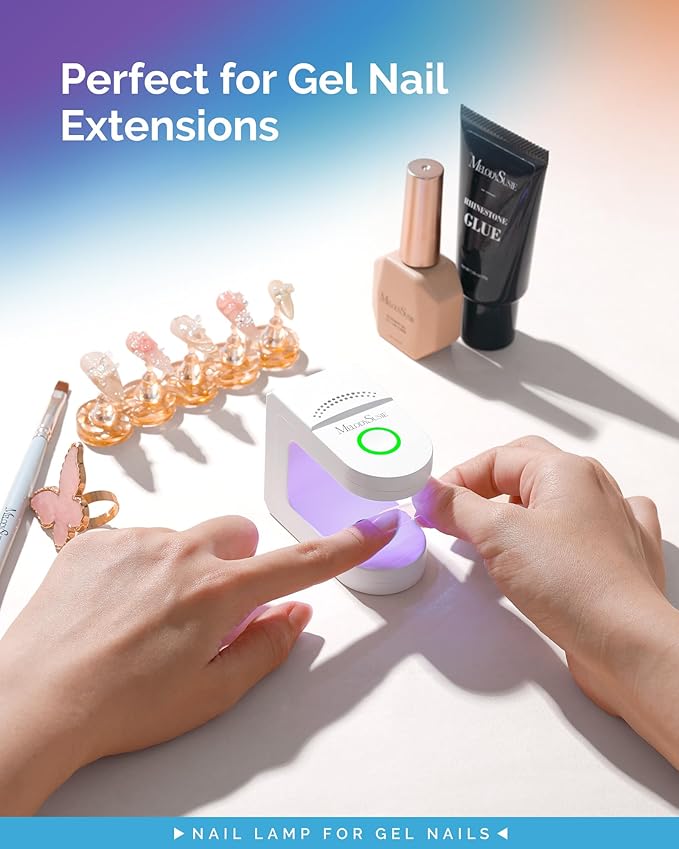 MelodySusie Pocket-Sized Cordless UV Nail Lamp, P-ART04G Rechargeable Mini Hands-Free UV LED Light with Smart Sensor & 2 Timers Flash Cures All Soft Gels, Especially Rhinestone Glue & Liner Gel