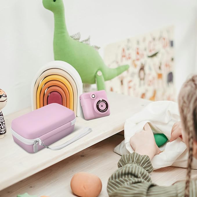 Grapsa Kids Instant Print Camera Case and 3 Rolls Instant Camera Refill Print Paper -Pink