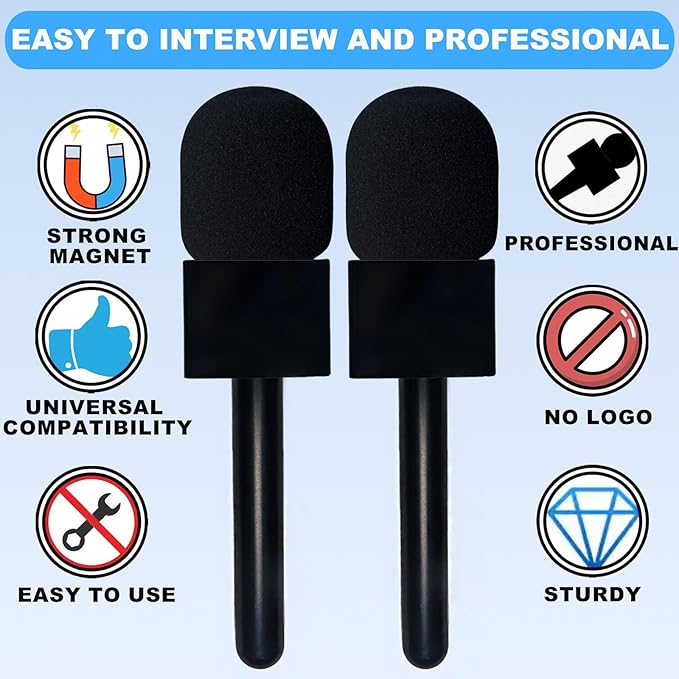 2PCS Microphone Holder for DJI/DJI Mini/2/3, Mic Handle for Rode, Hollyland Microphone, Magnetic wireless mic holder with Pop Filter and Flag Station for Vlogging, Interview, Podcast, Tik Tok