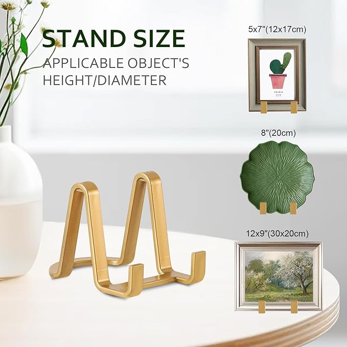 Artliving Plate Stands for Display - Plastic Easel Stand Plate Holder Display Stand Picture Frame Stand for Pictures | Photo|Decorative Plate |Dish | Tabletop Art - 3 inch-Golden