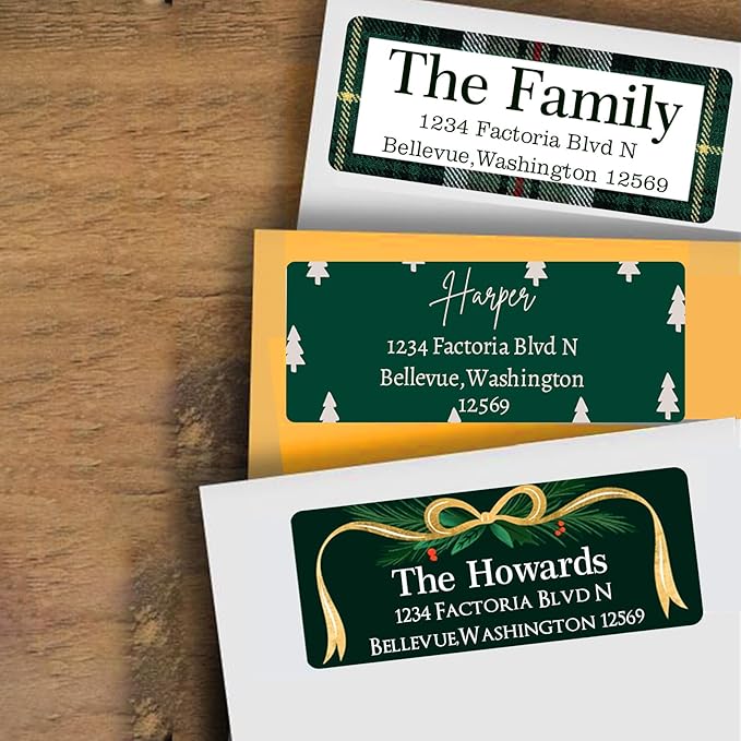 Christmas Return Address Labels Personalized - Custom Return Address Labels,Set of 250-500 Mailing Labels, Self Adhesive Rectangle Labels for Envelopes