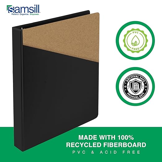 Samsill 2 Inch 3 Ring Binders, Made in USA, Economy Round Ring, Clear View Cover, 425 Sheet Capacity - for School, Home, Office - Black, 4 Pack