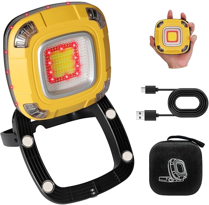 Magnetic Work Light, 10,000 mAh Rechargeable LED Portable Lamp, 2,000 Lumen Floodlight, 9 Light Modes with 1/4" Threaded Port for Machinist Auto Underhood Outdoor Camping