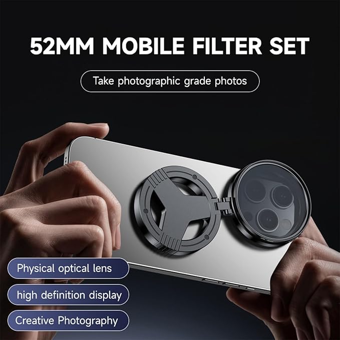 VaxaPolarizing Lens, Magnetic Cpl Filter for Phone, Adjustable Polarizing Lens with HD Optical Coating, Anti-Glare & Reflection Eliminator, Enhances Colors for Outdoor (Dual Lens)