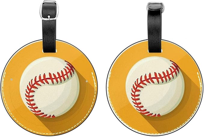 2 Pack Baseball Ball Background Luggage Tags for Suitcase, Luggage Tag with ID Privacy Cover for Suitcase Travel Bag