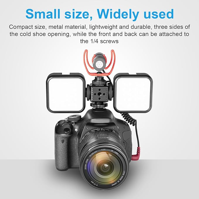 Fomito LX-3 3-Head Cold Shoe Mount with 1/4"-20 Thread for Camera Cage Flash LED Monitor Microphone etc