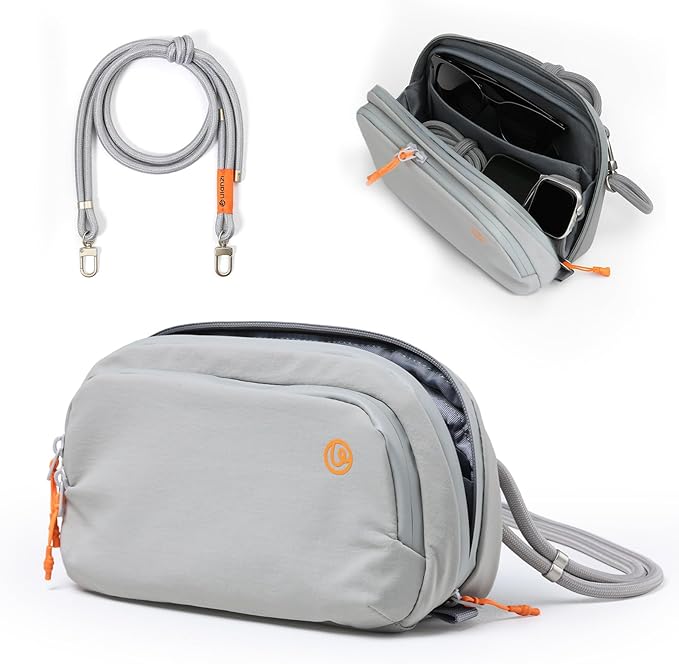 ULANZI YY08 Sling Bag Everyday Shoulder Bag for DJI Osmo Pocket 3/GoPro/Insta360 Action Cameras, Vlog Photography Crossbody Portable Bag Small Camera Case w Detachable Strap, 2L, Gray