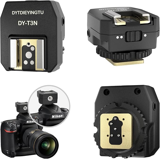 DY-T3N for Nikon Camera Flash Hot Shoe Adapter Mount Top-Mounted Expansion Accessory: Multi-Flash synchronous Shooting with Cable Converter A Set with 3 Wires (DY-T3N N03)