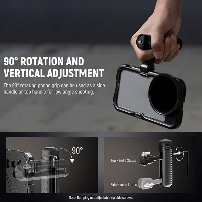 NEEWER Bluetooth Quick Release Side Handle with Capped Anti Off Cold Shoe Compatible with iPhone 16 Pro/16 Pro Max Xiaomi 15 Ultra Galaxy S25 Ultra Phone Cage, PA145E