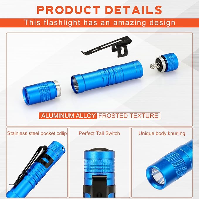 Hortsun 20 Pcs Mini Pen Light Flashlights Christmas Gifts for Men Pocket Flashlights Pen with Clip Small LED Handheld Slim Torches Without Battery(3.54 Inch,Red, Rose Pink, Yellow, Blue, Orange)