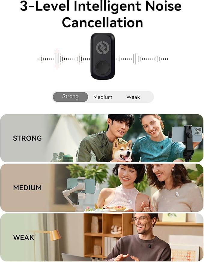 Hollyland Lark A1 Wireless Mini Microphone for iPhone & Android, 48kHz/24-bit, 3-Level Intelligent Noise Cancel, Microphone for YouTube, Podcast, Vlogging (Blue, 2TX + 2RX + Charging Case)