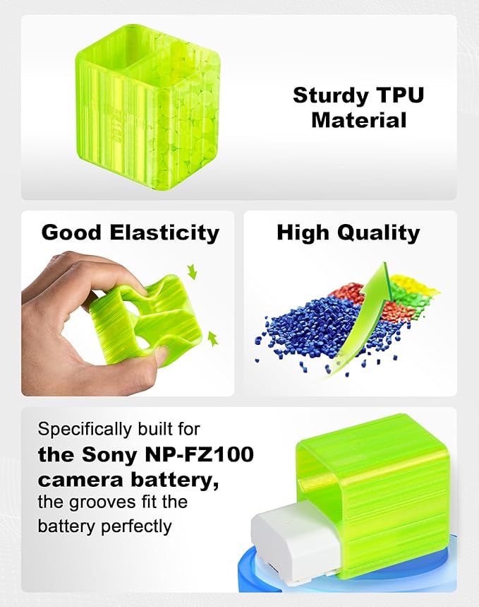Selens TPU Air Bladder NP-FZ100 Camera Battery Case Bag Box for Sony NP-FZ100 Battery (Green 2 Sections)