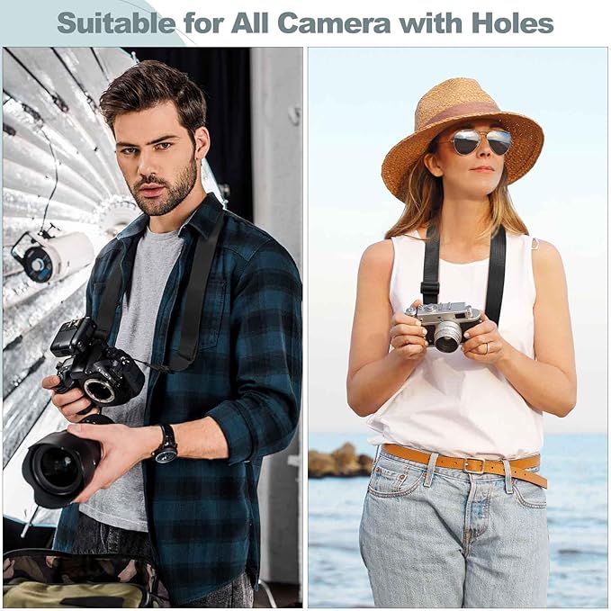 Adjustable Shoulder Strap, Comfortable Camera Strap, Neck Lanyard for iPad Tablet Case, Camera, Binocular, Luggage Bag (Black Shoulder Strap)