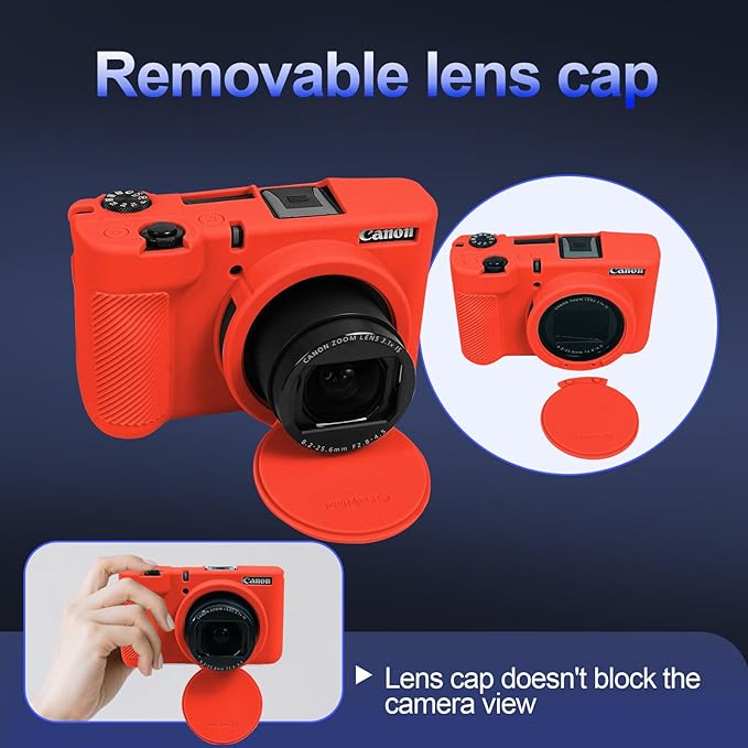 EASY HOOD V1 Case, Silicone Camera Cover with Removable Lens Cover, Soft Protector Lightweight Carrying Body Skin for Canon PowerShot V1 Digital Camera - Red