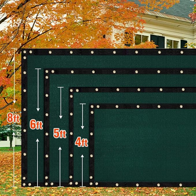 iCover 4x12ft Fence Privacy Screen, Heavy Duty Fencing Panels Screens, Outdoor Shade Cloth Mesh Barrier, Reinforced Bindings and Brass Grommets, Cable Zip Ties Included, Green