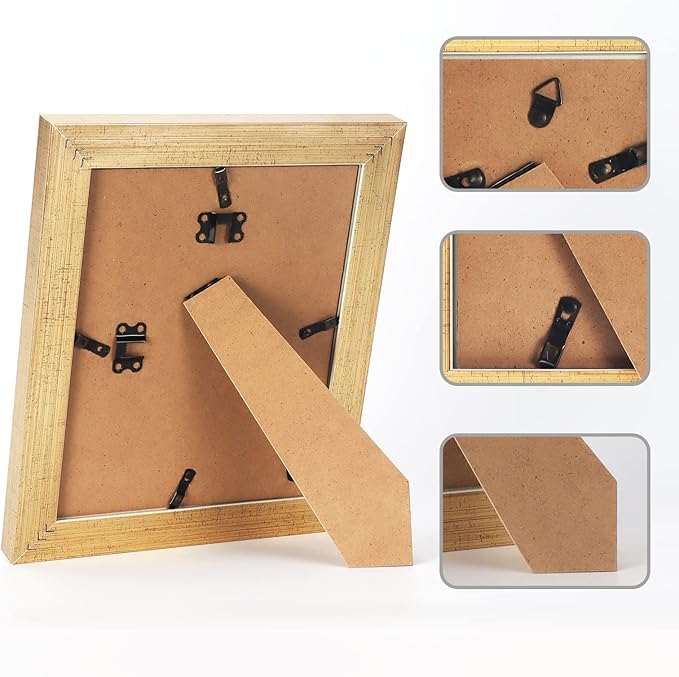 Edenseelake 8x10 Picture Frames Set of 2, Vintage Gold Photo Frame 8 by 10 for Tabletop or Wall Display