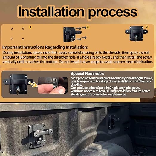 Truck Bed Tie Downs Anchors and Plates Compatible with 2015-2025 F150 F250 F350 and Raptor Truck Bed Accessories 4 pcs, FL3Z-99000A64-B (Truck Bed Tie Downs Anchor and Plates)