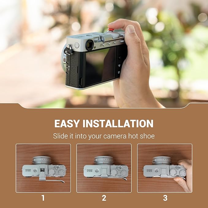 Thumb Up Grip with Shutter Button for Fuji Fujifilm X-E5 XE5 Mirrorless Camera, Aluminum Alloy X-E5 Thumb Grip with Hot Shoe Cover Protector Thumb Rest Support Holder, Not Affect The Use of Dial-Black