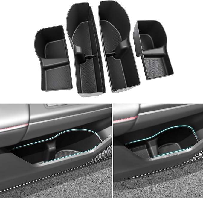 Door Side Storage Box Compatible with 2023 2024 2025 2026 Honda CRV Accessories, Front & Rear 4PCS Door Handle Insert Organizer Tray, TPE Phone Pockets Cup Holder Fit for CRV CR-V Accessories