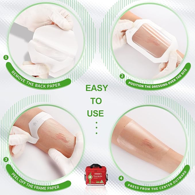 NeuHeils Transparent Film Dressing 4" x 4 3/4" 50 Packs, Large Waterproof Wound Cover Bandage, Post Surgical Shower or IV Shield, Tattoo Aftercare Bandage, Adhesive Patch