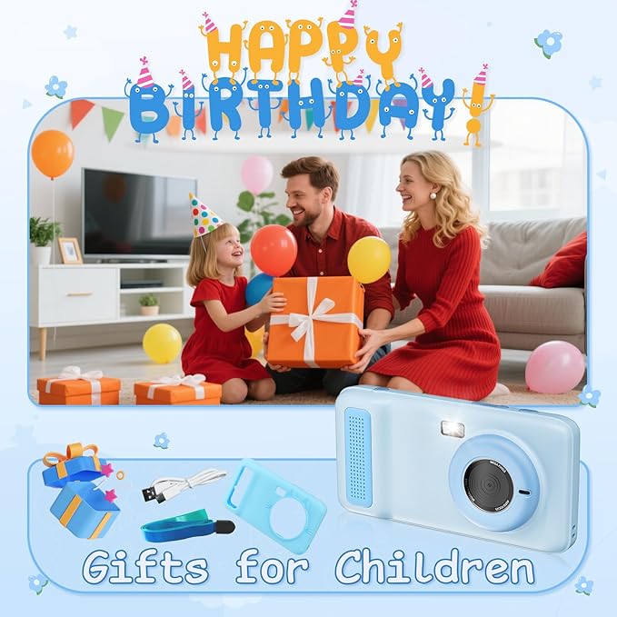 AI Everything Recognition Kids Camera for 4-12 Years Old Girls Boys, Supports 2.4GHz Wi-Fi,4" LCD Touch Screen,Dual Lenes Selfie Digital Camera,Gift Ideas for Birthday Christmas Festival
