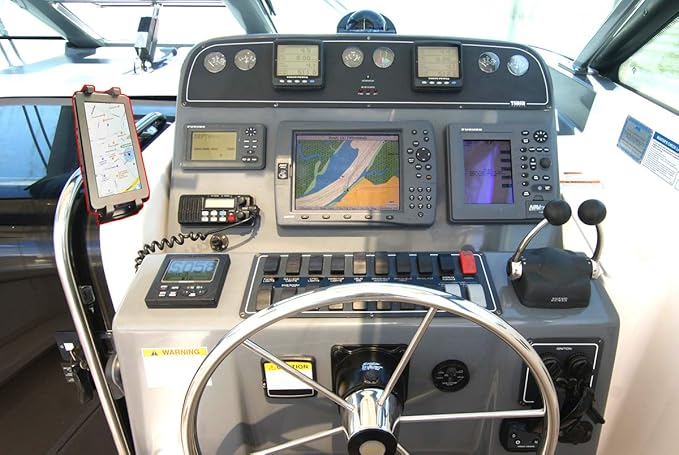 LycoGear Lycan Series Marine Boat Boat Helm Rail Tablet & Smartphone Pole Handle bar Holder Mount for iPad Pro 12.9 10.5 9.7 Air Mini GalaxyTab Phone 17 16 Pro Max Plus Fold Pixel Surface Pro Slate