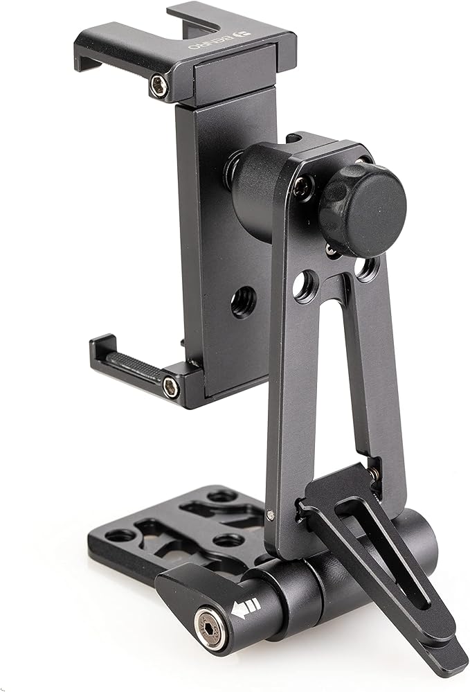 Benro Professional Smartphone Clamp with Arca-Swiss Plate, Tabletop Kickstand, Dual Cold Shoe Mounts & 360° Rotation for Content Creators, Vloggers & Live Streaming (ACSMKS)