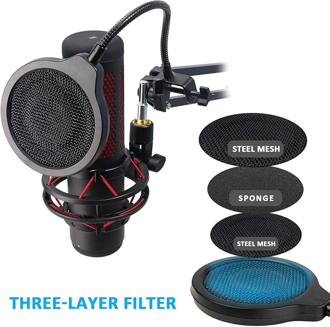 Hyperx Quadcast Mic Stand - Scissor Mic Boom Arm and 2 Cable Ties to Organize Cables Compatible with Hyperx Quadcast S to Improve Sound Quality by YOUSHARES