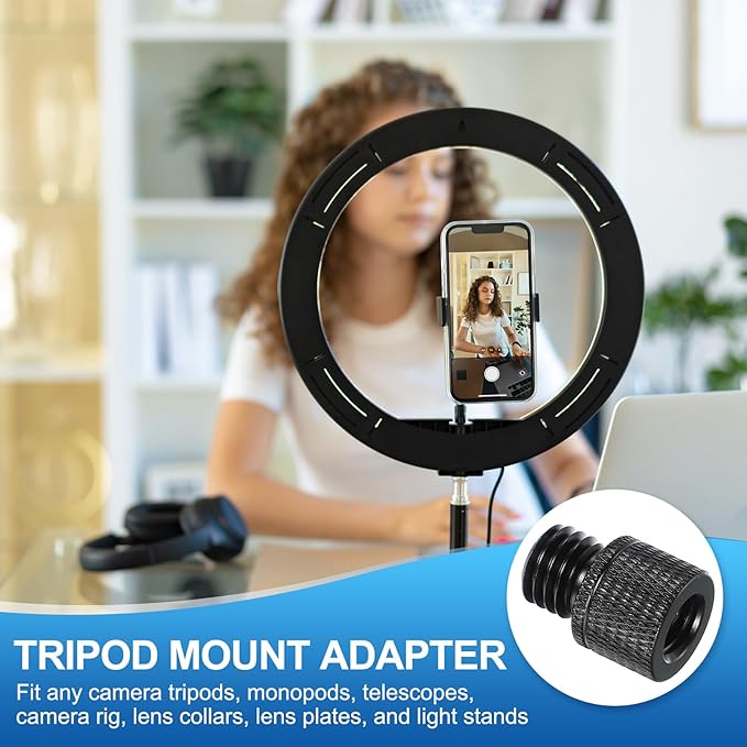 PATIKIL Tripod Screw Adapter 3/8" Female to M12 Male, 4 Pcs Tripod Nut Connectors Camera Mount Screw Camera Double Head Converter for Microphone Holder Magic Arms Accessories, 23 mm