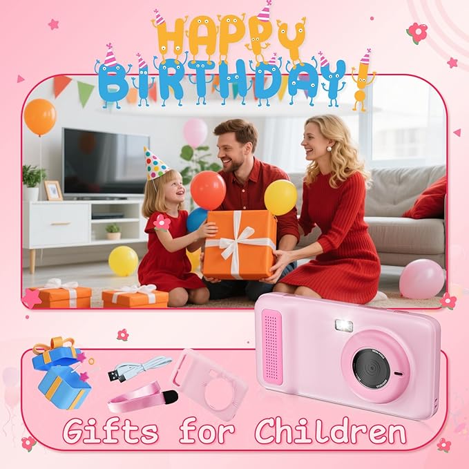 AI Digital Camera,AI Kids Camera Everything Recognition for 4 to 12 Years Old Girls Boys, Dual Lens,2.4GHz Wi-Fi,4" LCD Touch Screen,Gift Ideas for Birthday Christmas Festival