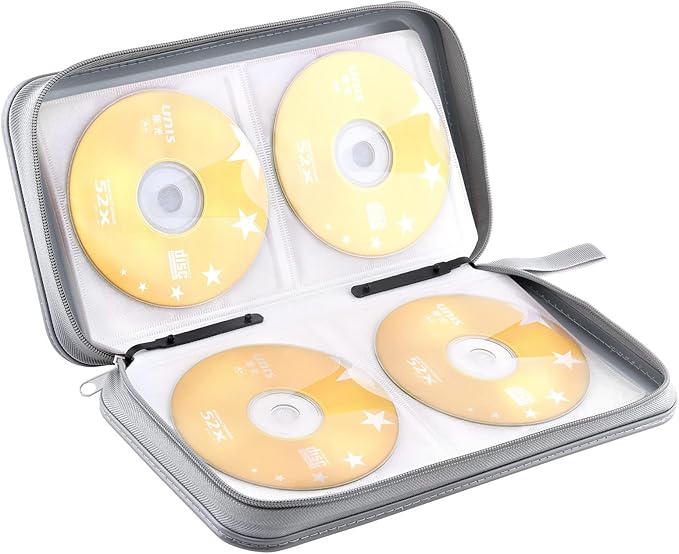DVD Case, Bivisen CD Case Holder Wallet Binder 96 Capacity CD/DVD Cases Storage Holder Binder Organizer Wallet Book for Car Home Travel (Silver)