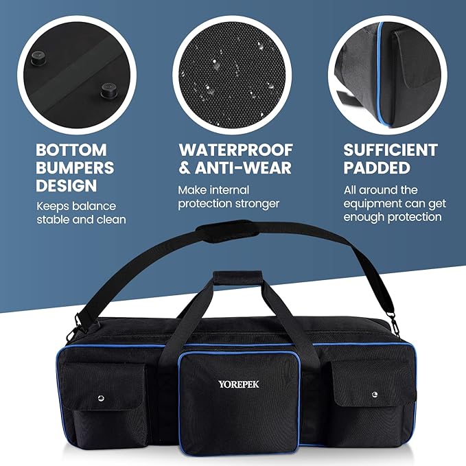 YOREPEK Tripod Carrying Case Bag, Light Stand Bag with 2 Protective Padding, 30.5" Large Photo Studio Equipment Case fit Tripods, Monopods, Speaker Stands, Boom Stands, Camcorder, Mic Stands, Travel