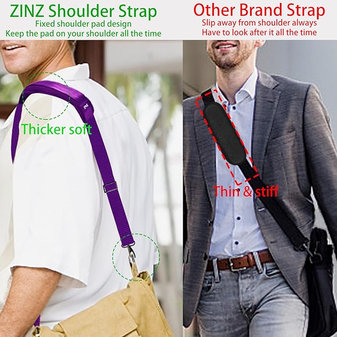 ZINZ Shoulder Strap 58" Ultra-Thick Fixed Padded and Adjustable Buckles Crossbody Strap for Briefcase Laptop Bag Luggage