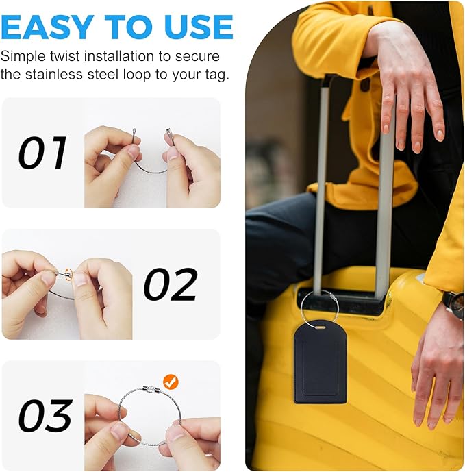 Gloppie Luggage Tags 4 Pack TSA Approved Luggage Tag for Suitcase PU Leather Travel Bag Tags Name Tags with Privacy Cover Purple