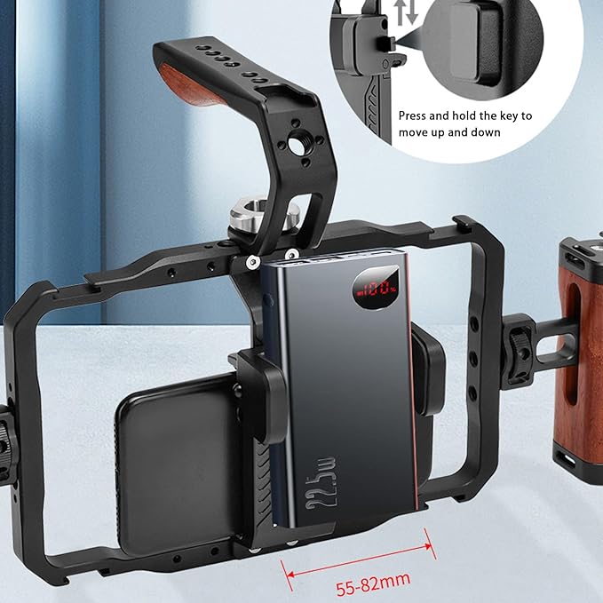 Phone Rig Vlogging Kit, Aluminum Lightweight Phone Stabilizer Rig, Handheld Filmmaking Vlogging Case Stabilizer, for 55 to 80+3mm Width Range for Phone