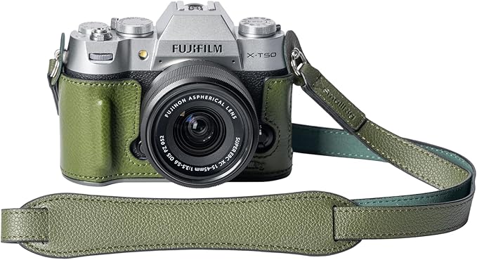 SMALLRIG X-T50 Half Leather Case Kit with Shoulder Strap, Retro Style Camera Half Leather Case with Aluminum Alloy Frame for FUJIFILM X-T50 (Green) - 4711