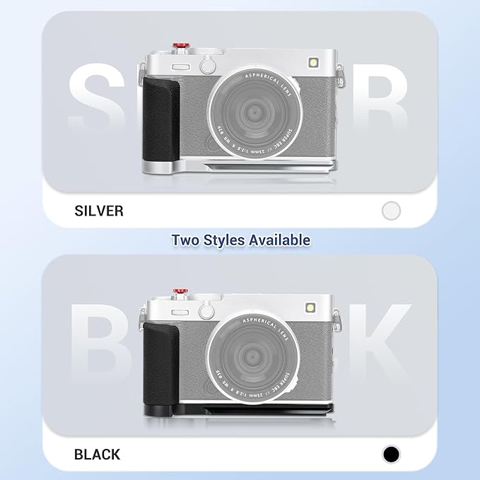 X-E5 L-Shape Hand Grip with Shutter Button for Fuji Fujifilm XE5 XE-5 Handgrip Handle Compatible with Peak Design Capture Camera Clip, Built-in SD Card Slot & Arca Quick Release Design -Silver(NO SD)
