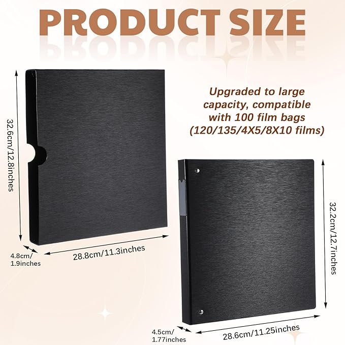 Affrolling 1 Pack Acid Free Film Protector Storage Box 3 Ring Negative Binder Preservers Portfolio Folder for Artwork Folder for 120 Film and 135 35 mm Negative