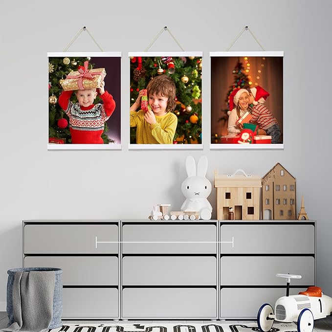YK artwood 3 Pack Magnetic Poster Hanger Frame 12 Inch White, 12x18 12x16 12x24 Poster Frame Wood Magnet Frames Hangers for Photos, Pictures, Prints, Maps, Canvas Artwork,Diamond Art Painting