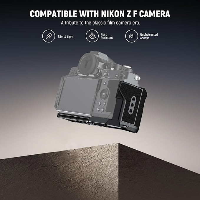 NEEWER Zf Handgrip L Shaped Grip Compatible with Nikon Z f Camera, Retro Mounting Baseplate L Bracket with Handle, Thumb Grip & Aluminum Shutter Button, Compatible with Arca Type Tripod Head, CA134