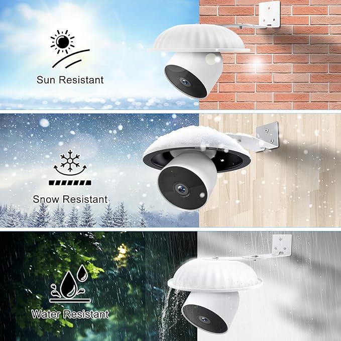 2Pack Corner Wall Mount with Weather Shield Cover for Google Nest Cam Outdoor or Indoor, Battery - 2nd Generation, Avoids Rain and Snow Covering Camera Lens, 300°Adjustable Reduce Blind Spots