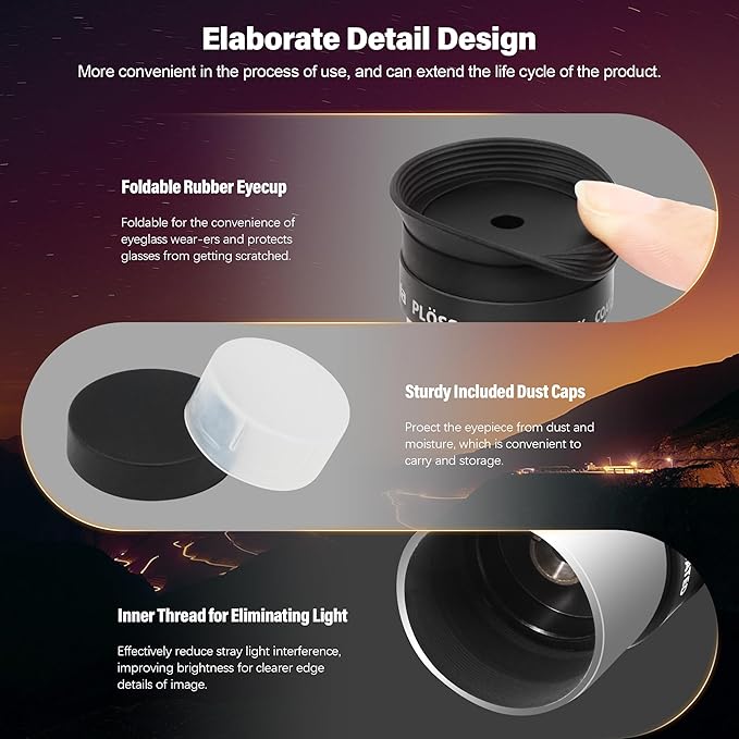 Astromania Telescope Eyepiece Set 1.25 Inch, Plossl Eyepiece Kit Includes 6mm 12.5mm 20mm Telescope Lense 4-Element Fully Multi-Coated & Filter Thread, Telescope Accessory Kit for Astronomy Telescopes