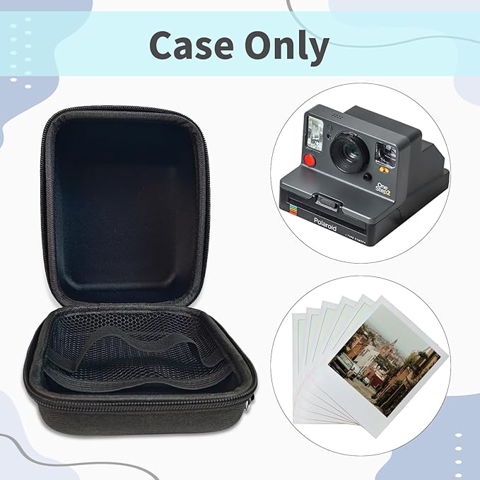 Kuprusar Camera Case for Polaroid OneStep 2VF/Now+ Camera, Hard Carrying Case Protective EVA Storage Bag for One Step+/Now/Now+ Plus 2nd I-Type Instant Film Camera with Shoulder Strap