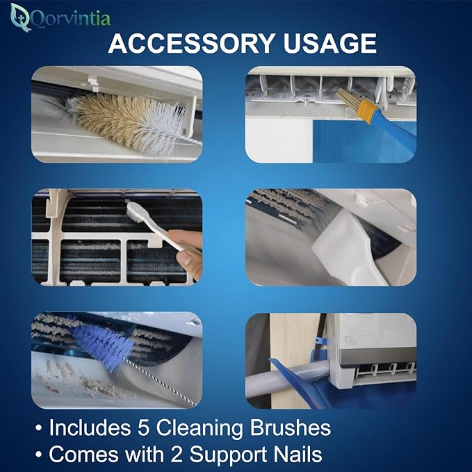 Mini Split Cleaning Kit with 2L High-Pressure Sprayer, 13Pcs Air Conditioner & Air Duct Cleaning Kit, Waterproof PVC AC Cleaning Cover Bib, HVAC Cleaning Tools, Fits 38–48 Inch Units